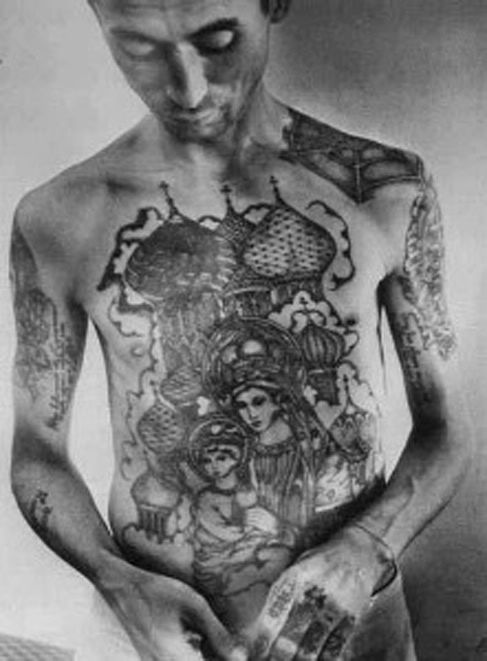 chest (left and right) are common prison tattoos and generally represent