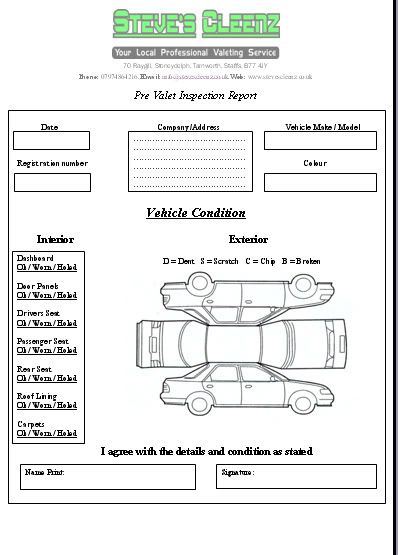 Blank Car Diagram For Job Prep 