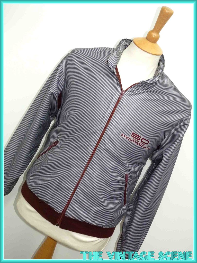 VINTAGE 80S PORSCHE STRIPED NYLON ZIP BOMBER JACKET S eBay