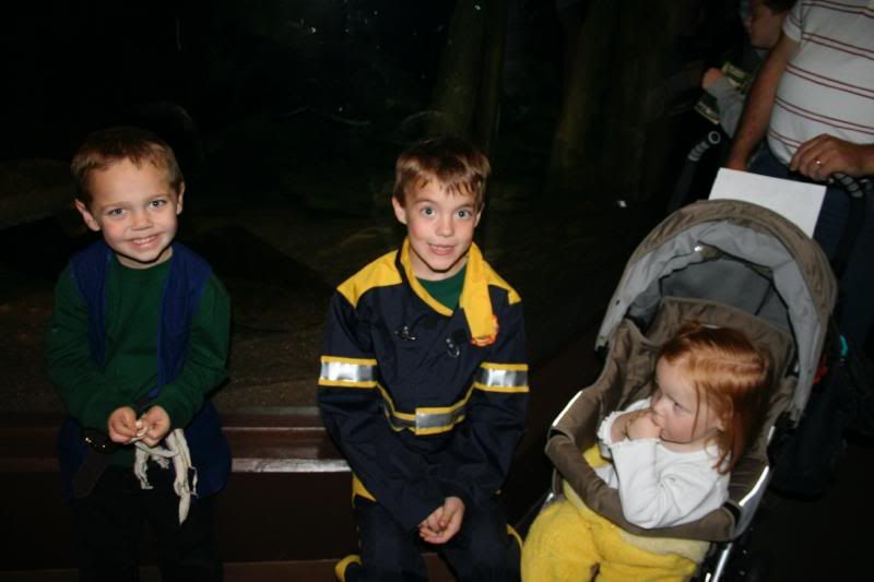 Aquarium goers pose for a photo