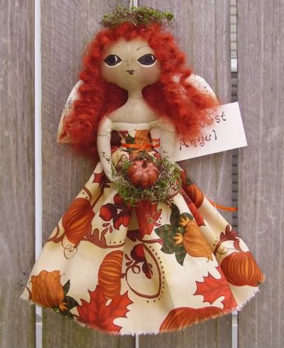 primitive doll,folk art doll art doll,autumn,harvest,fall,harvest angel doll,piecake primitives folk art dolls