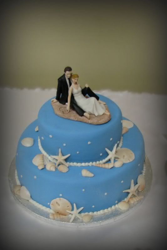 Beach Wedding Cake Marble cake crumbcoated with vanilla buttercream 