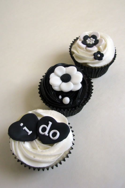 Black and White Engagement Cupcakes Chocolate coconut and vanilla cupcakes 