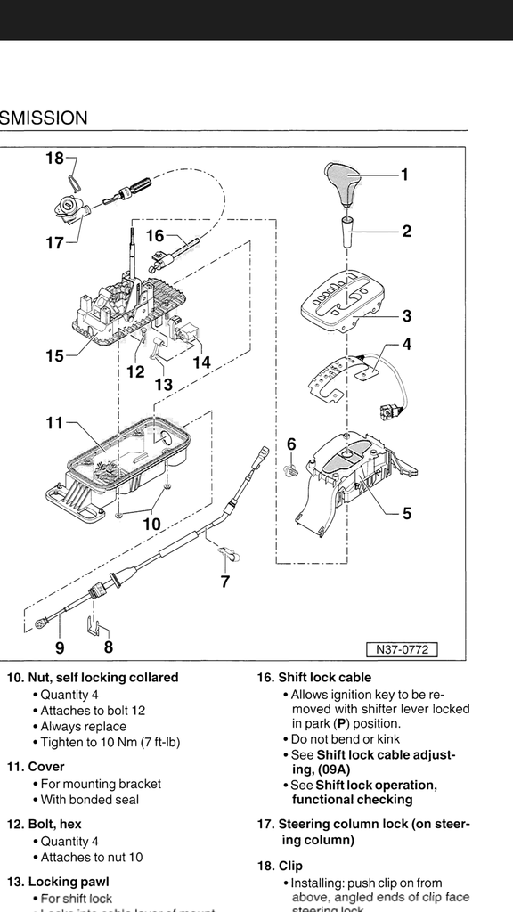 WTB MK4 Jetta 09A Tiptronic Shifter Box Assembly VW Vortex