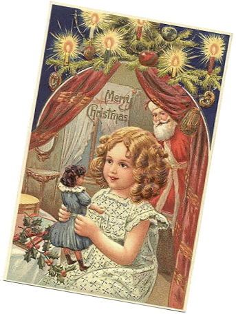 Advent Calendar Girl on Vintage Santa Lirttle Girl Dol Chri Gif
