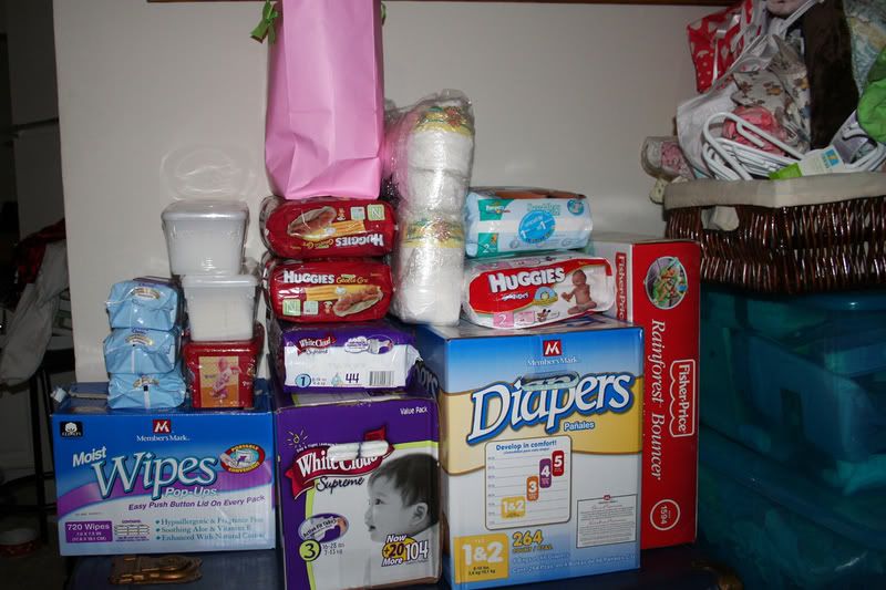 All the diapers and wipes we got
