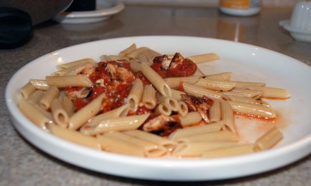 Basil Chicken over Pasta