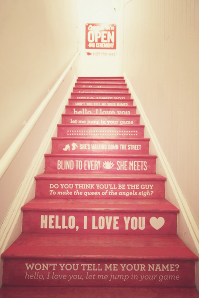 pink stairs