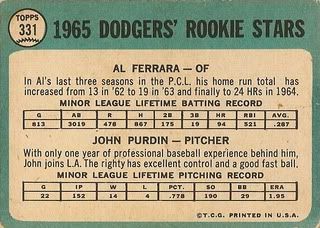 #331 Dodgers Rookies: Al Ferrara and John Purdin (back)