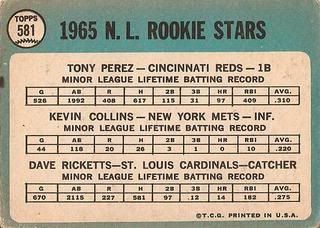 #581 NL Rookie Stars: Tony Perez, Kevin Collins, and Dave Ricketts (back)