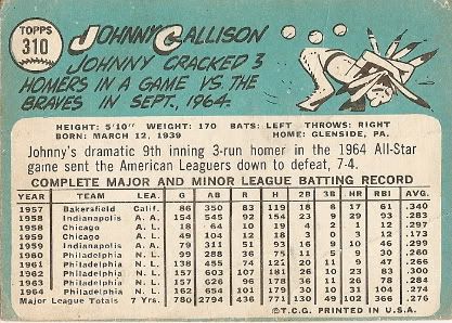 #310 Johnny Callison (back)