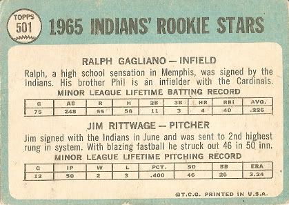#501 Indians Rookies: Ralph Gagliano and Jim Rittwage (back)