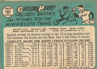 #193 Gaylord Perry (back)