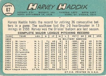 #67 Harvey Haddix (back)