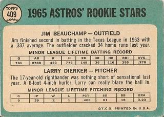 #409 Astros Rookie Stars: Jim Beauchamp and Larry Dierker (back)