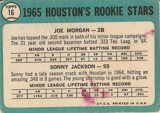 #16 Astros Rookies: Joe Morgan and Sonny Jackson (back)