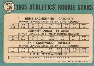 #526 Athletics Rookie Stars: Rene Lachemann, Johnny Odom, Skip Lockwood, Jim Hunter (back)