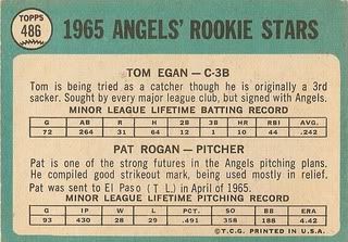 #486 Angels Rookie Stars: Tom Egan and Pat Rogan (back)