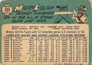 #335 Mickey Lolich (back)