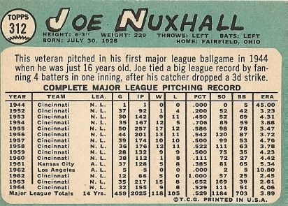 #312 Joe Nuxhall (back)