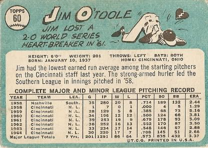 #60 Jim O'Toole (back)