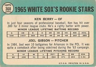 #368 White Sox Rookie Stars: Ken Berry and Joel Gibson (back)