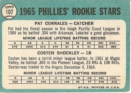 #107 Phillies Rookie Stars: Pat Corrales and Costen Shockley (back)