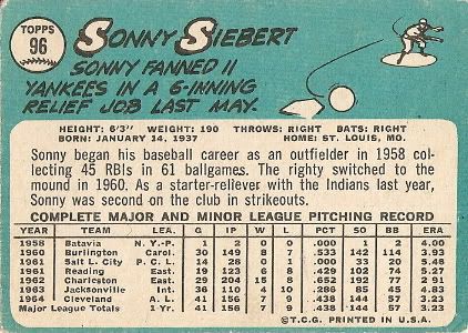 #96 Sonny Siebert (back)