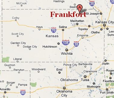 map showing Frankfort, Kansas